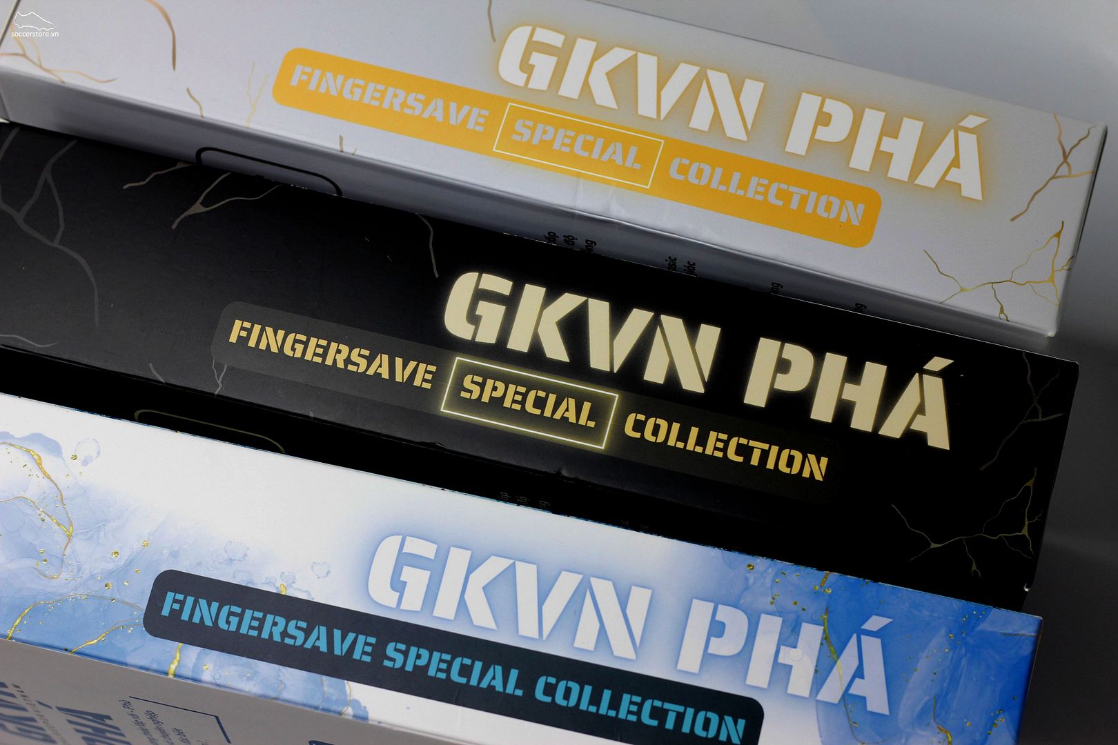 Găng tay thủ môn GKVN Phá Special Contact - màu trắng- xanh blue