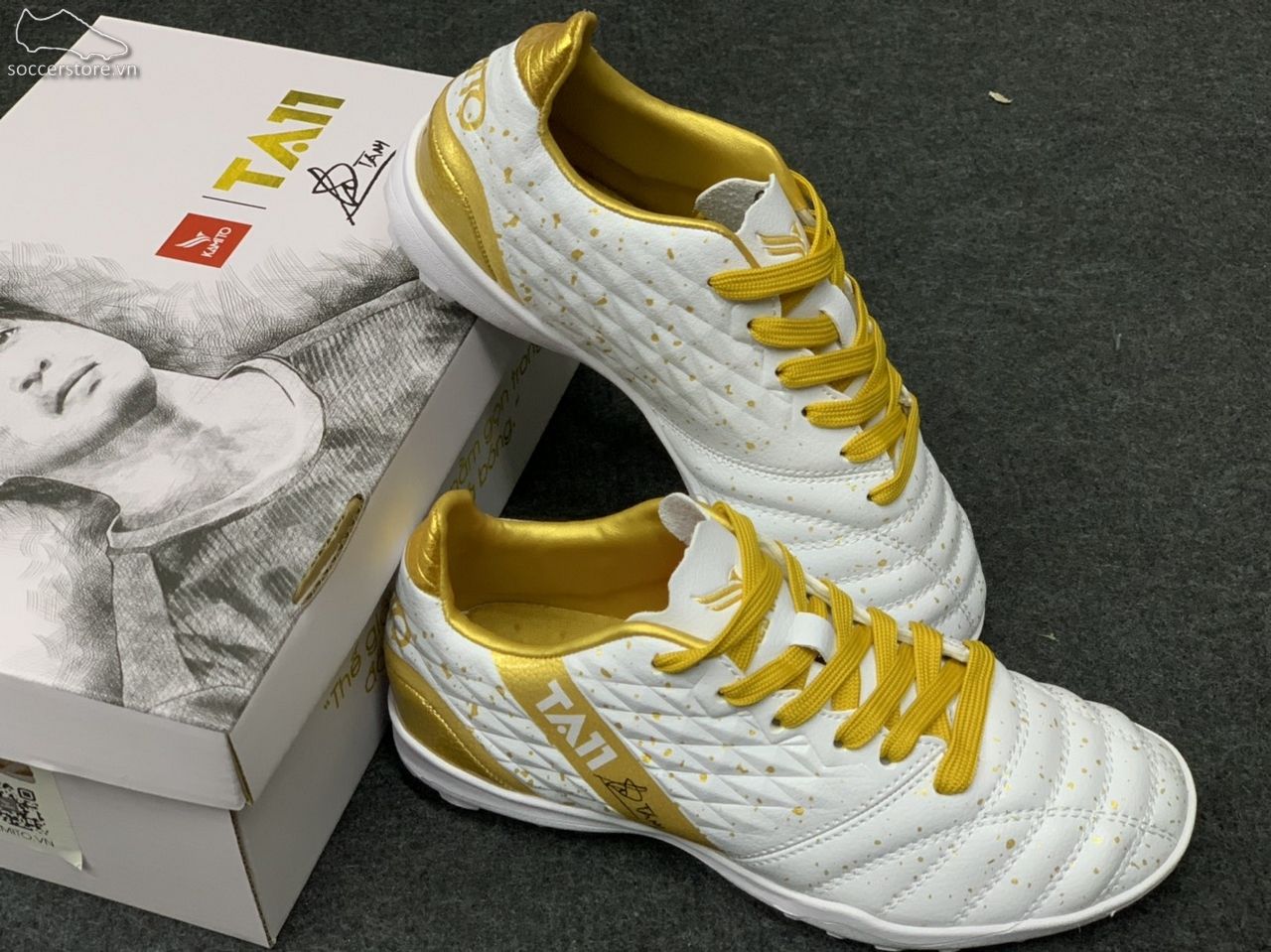 Kamito TA11 Kids TF- Trắng/Vàng Gold FK21011