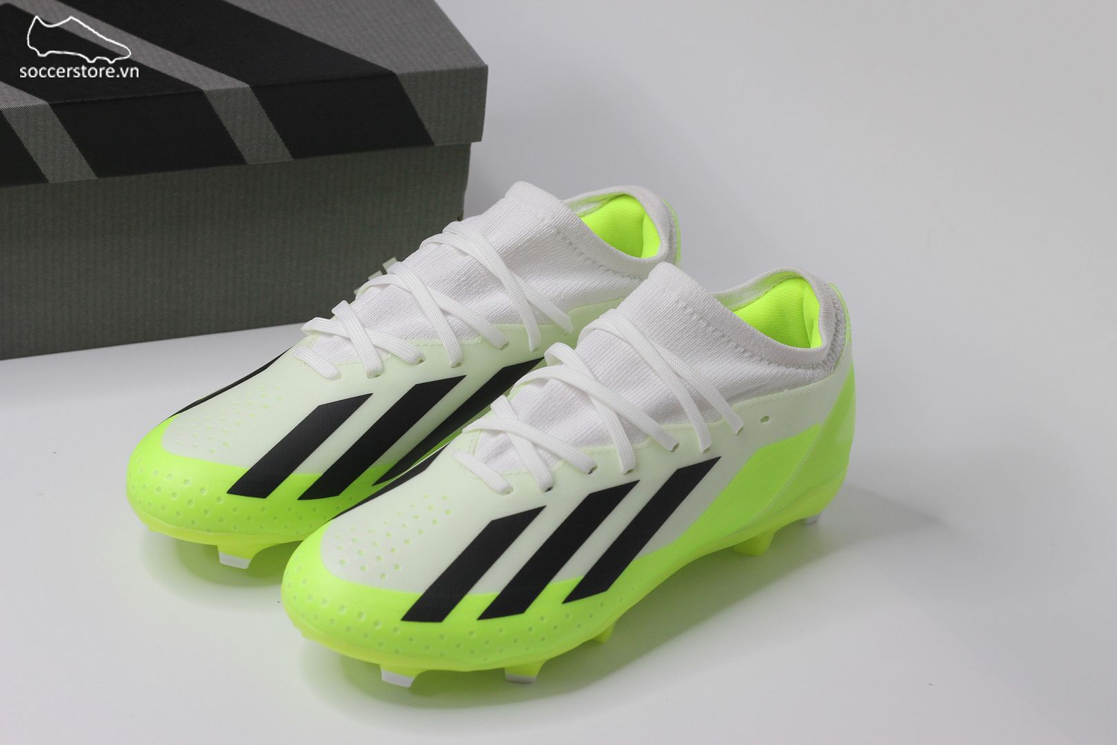 Adidas X Crazyfast .3 FG Crazyrush pack màu trắng pha xanh chuối HQ4534
