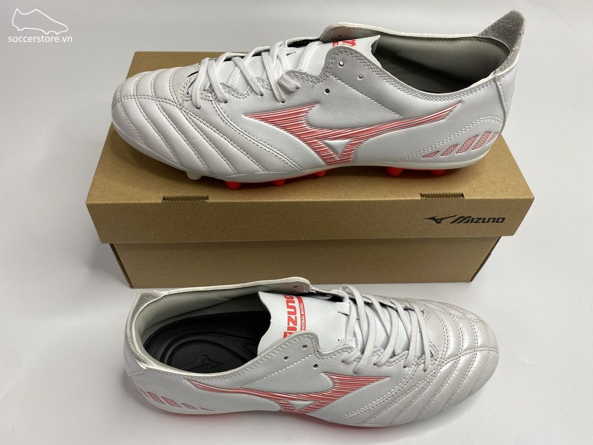Mizuno Morelia Neo 3 Pro AG - Off White / Solar Red - P1GA208464