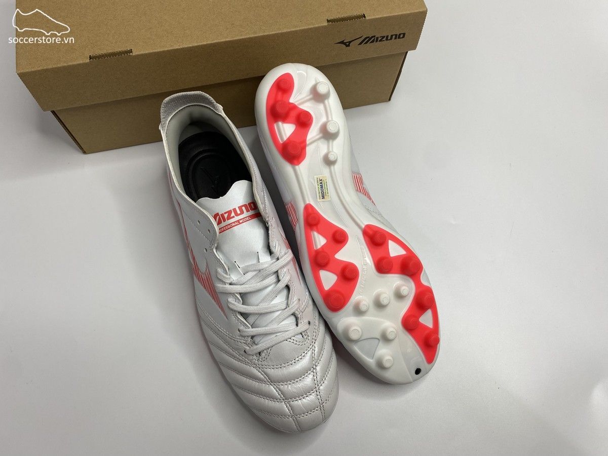 Mizuno Morelia Neo 3 Pro AG - Off White / Solar Red - P1GA208464