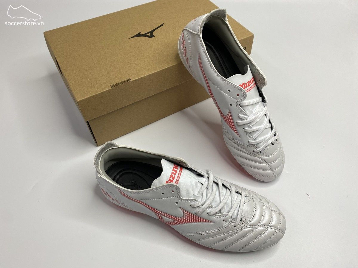 Mizuno Morelia Neo 3 Pro AG - Off White / Solar Red - P1GA208464