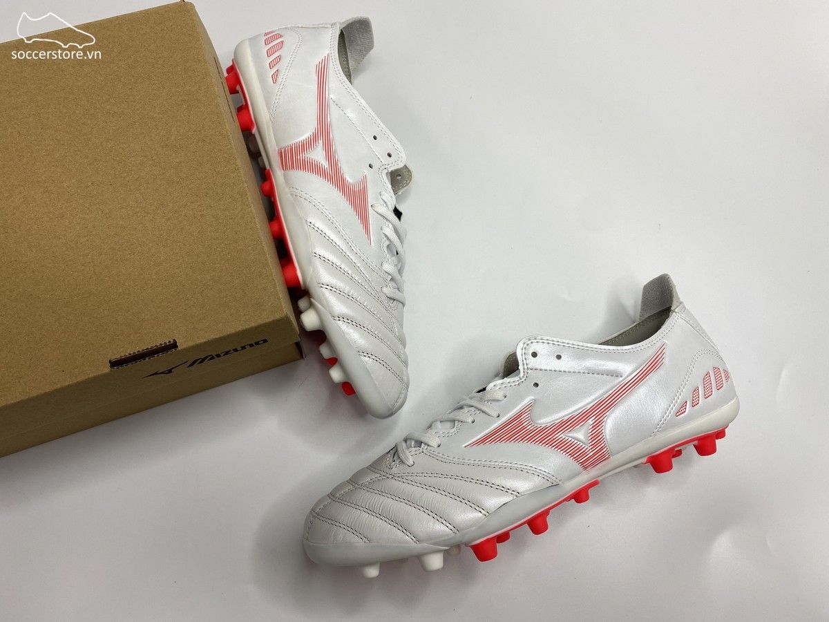 Mizuno Morelia Neo 3 Pro AG - Off White / Solar Red - P1GA208464