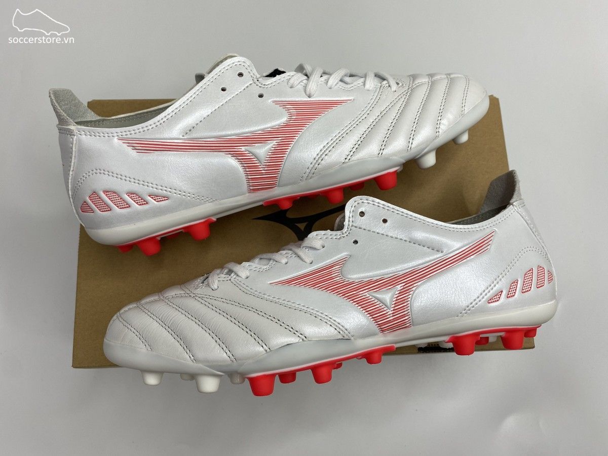 Mizuno Morelia Neo 3 Pro AG - Off White / Solar Red - P1GA208464