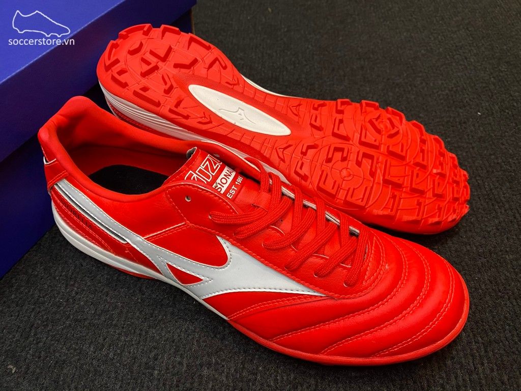 Mizuno Morelia TF- Bright Crimson/ White/ Black Q1GB210160