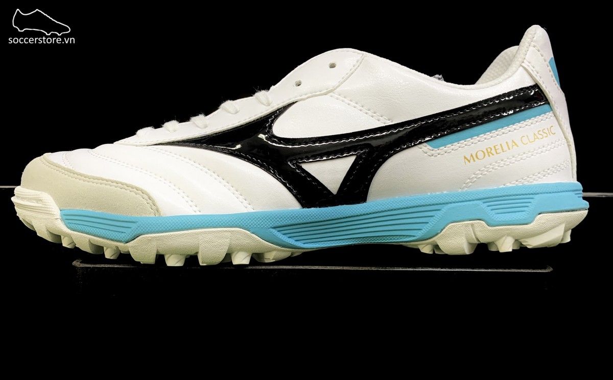 Mizuno Morelia Sala Classic TF - Cloud White / Black / Light Blue - Q1GB220209