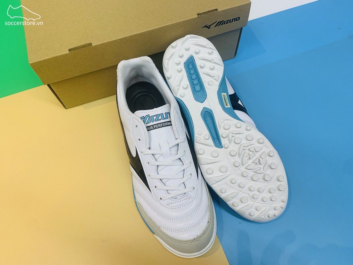 Mizuno Morelia Sala Classic TF - Cloud White / Black / Light Blue - Q1GB220209