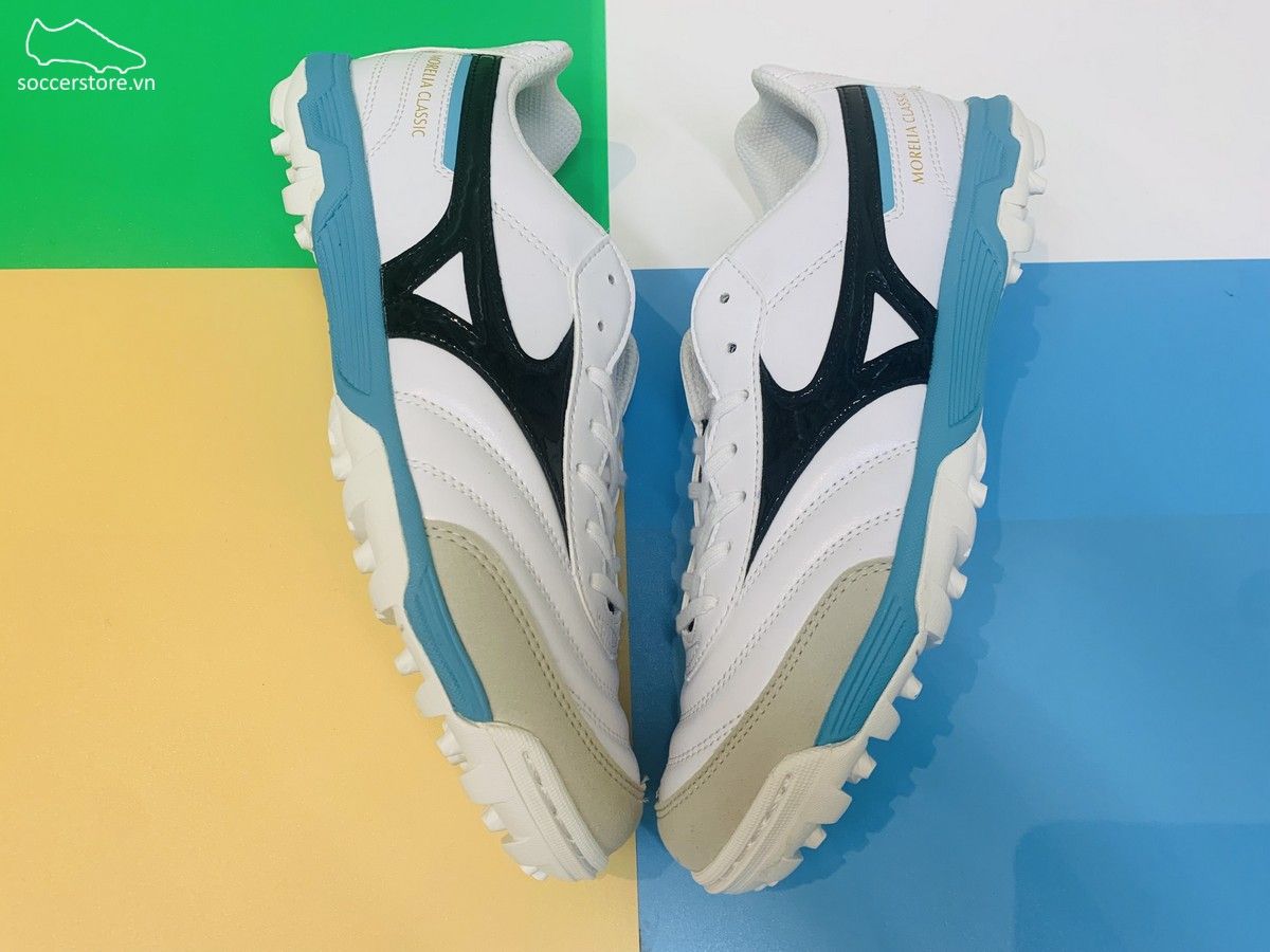 Mizuno Morelia Sala Classic TF - Cloud White / Black / Light Blue - Q1GB220209