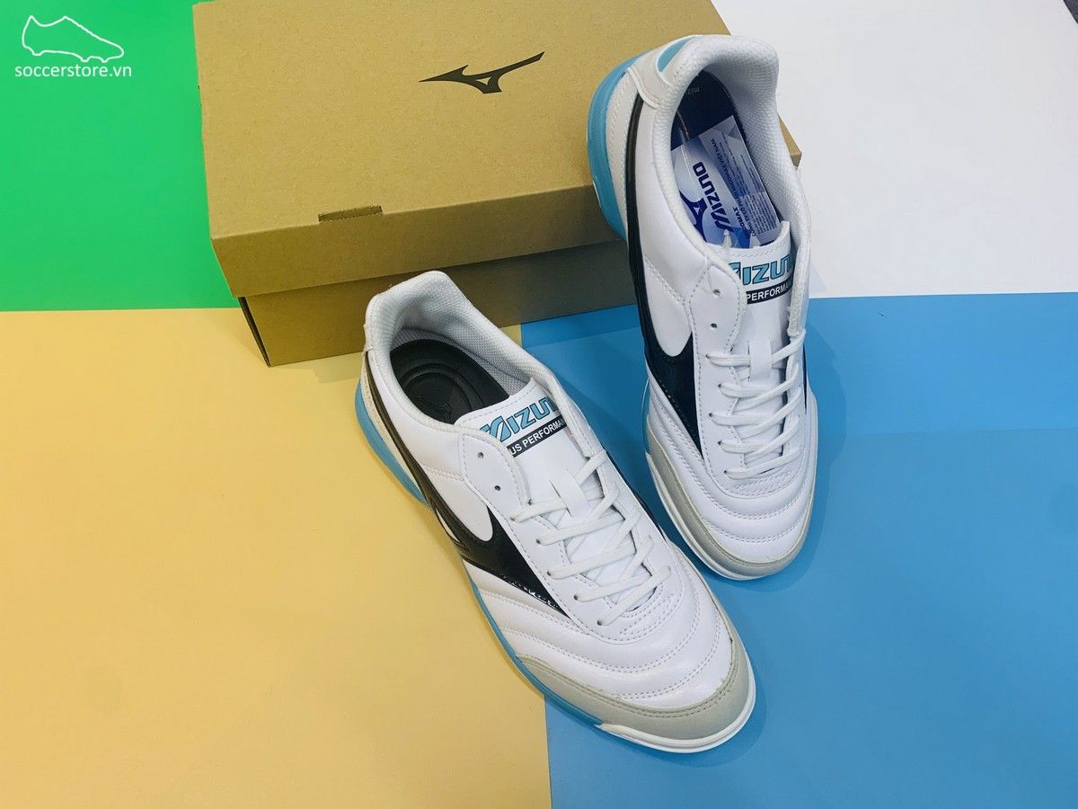 Mizuno Morelia Sala Classic TF - Cloud White / Black / Light Blue - Q1GB220209
