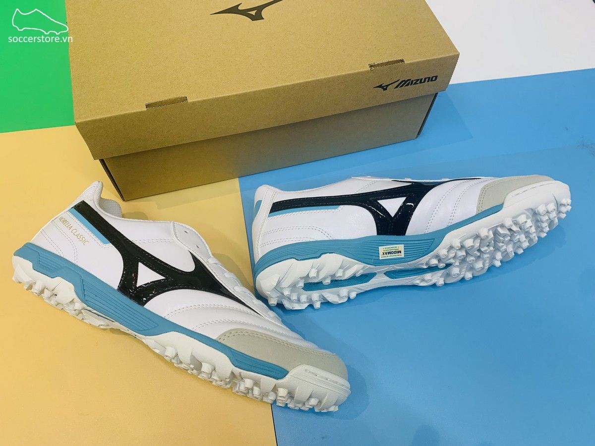 Mizuno Morelia Sala Classic TF - Cloud White / Black / Light Blue - Q1GB220209