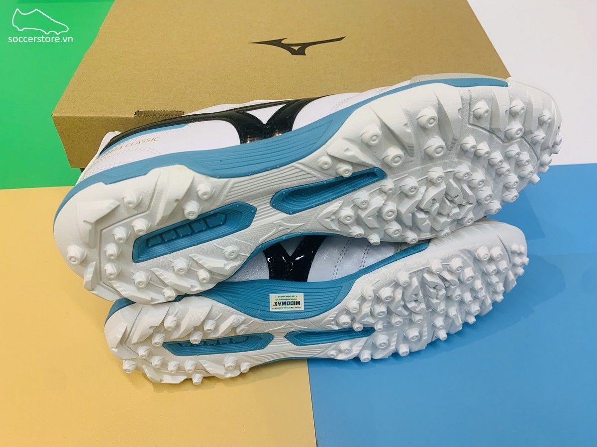 Mizuno Morelia Sala Classic TF - Cloud White / Black / Light Blue - Q1GB220209