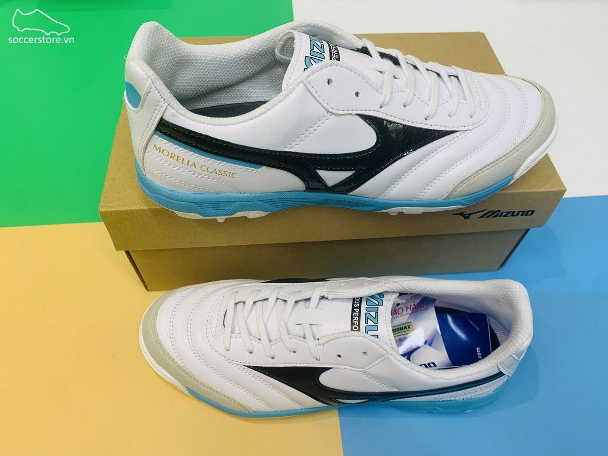 Mizuno Morelia Sala Classic TF - Cloud White / Black / Light Blue - Q1GB220209