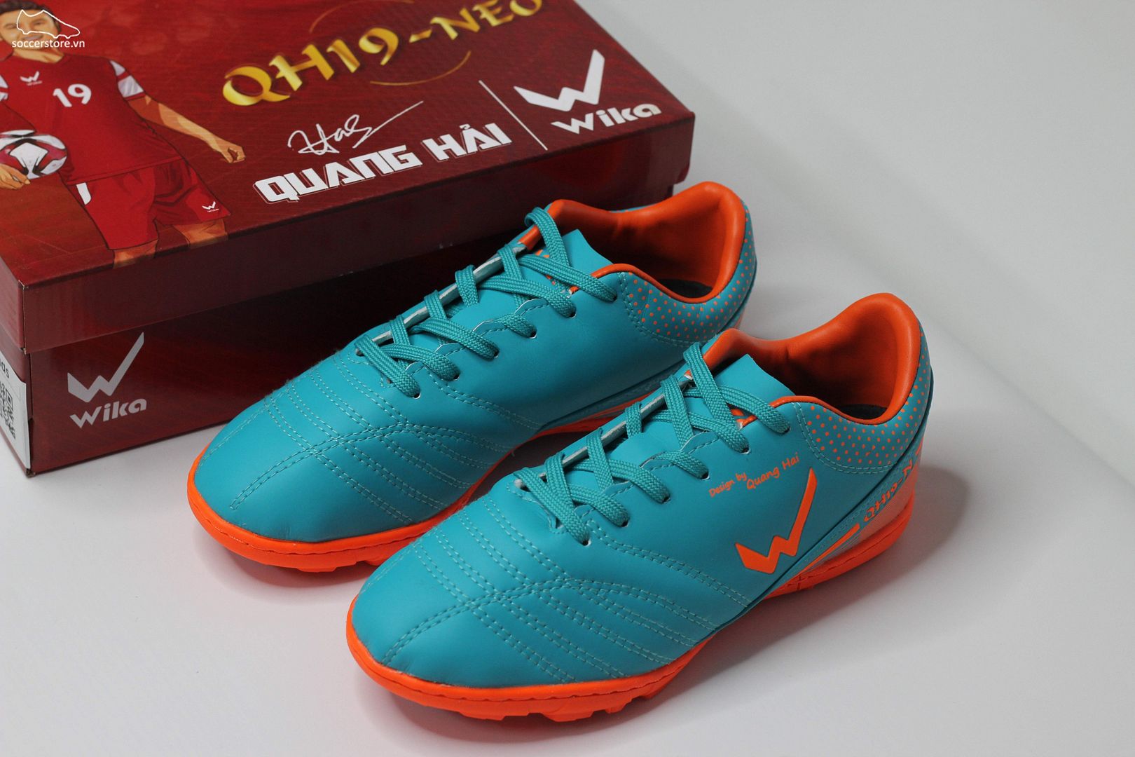 Giày bóng đá trẻ em Wika QH19 NEO màu xanh ngọc