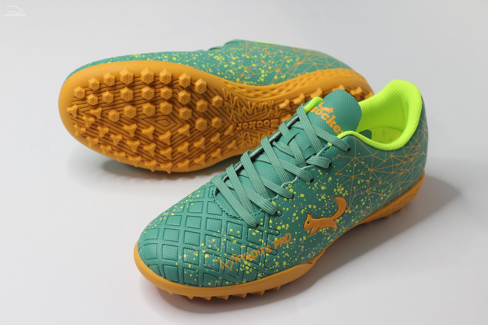 Giày bóng đá Zocker Inspire Pro TF màu xanh Olive Green/ Orange