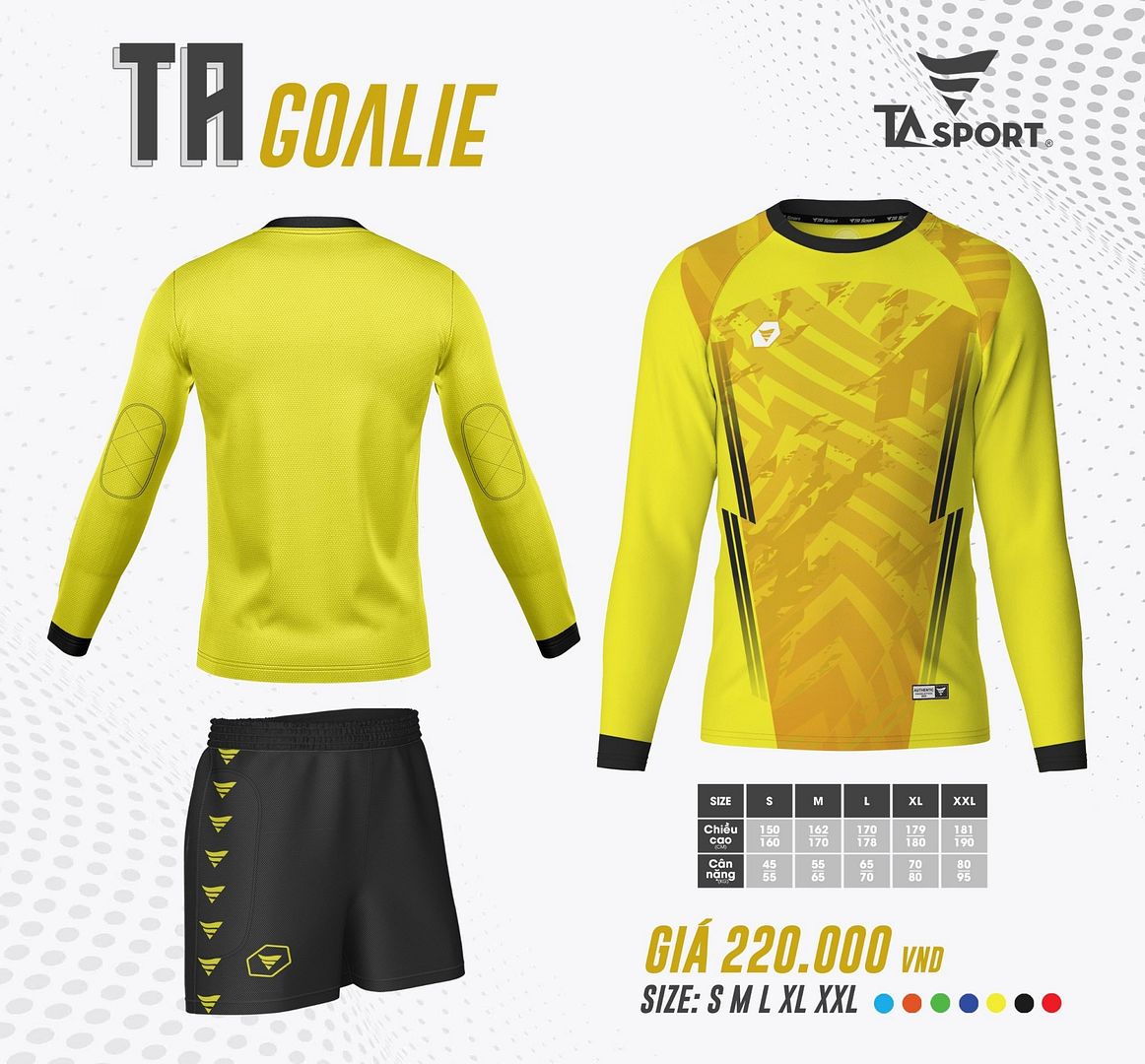 Bộ quần áo thủ môn TA Goalie màu vàng - quần đen