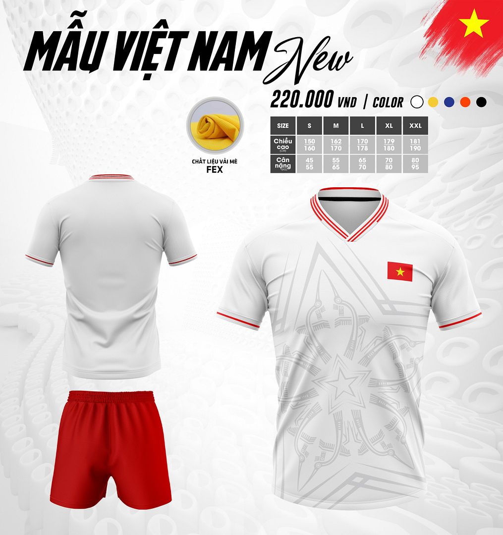 Bộ quần áo bóng đá ĐTQG Việt Nam 2024 màu trắng đỏ