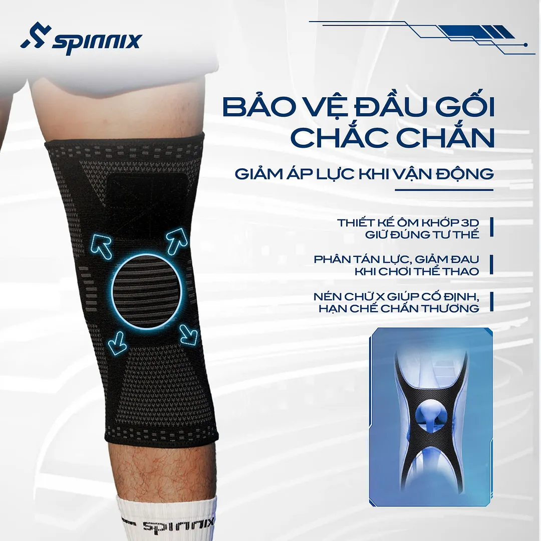 Bó gối thể thao Spinnix Virex màu đen