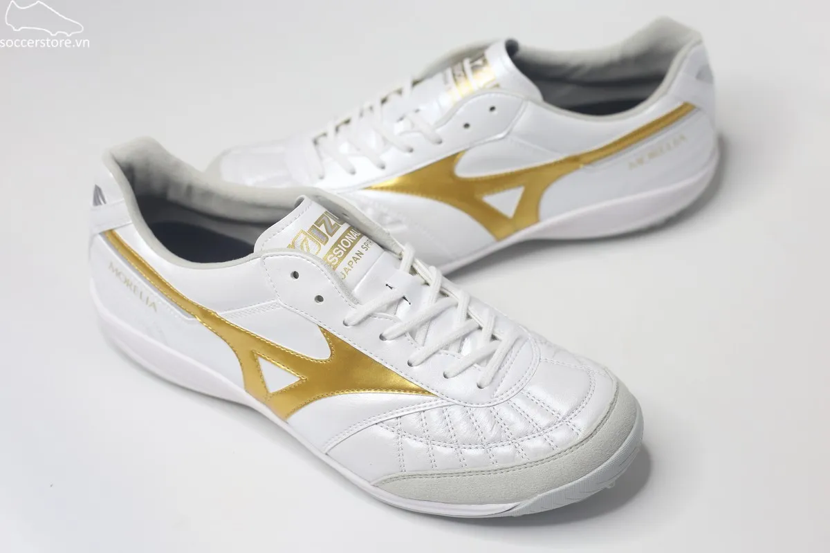 Mizuno Morelia Sala Japan TF trắng gold Made In Japan Q1GB260250