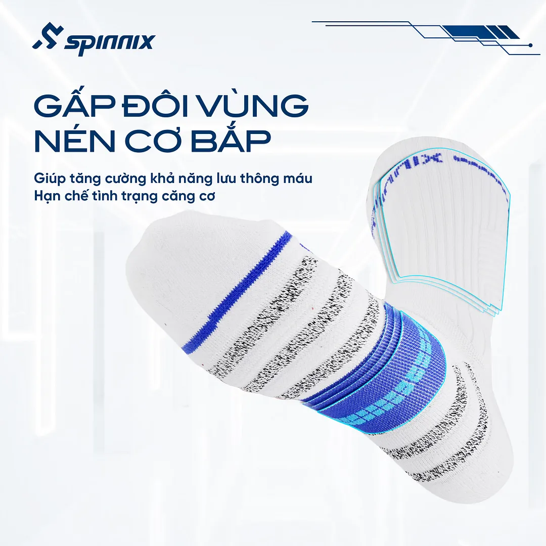 Tất thể thao chống trơn Spinnix ProX màu trắng xanh 