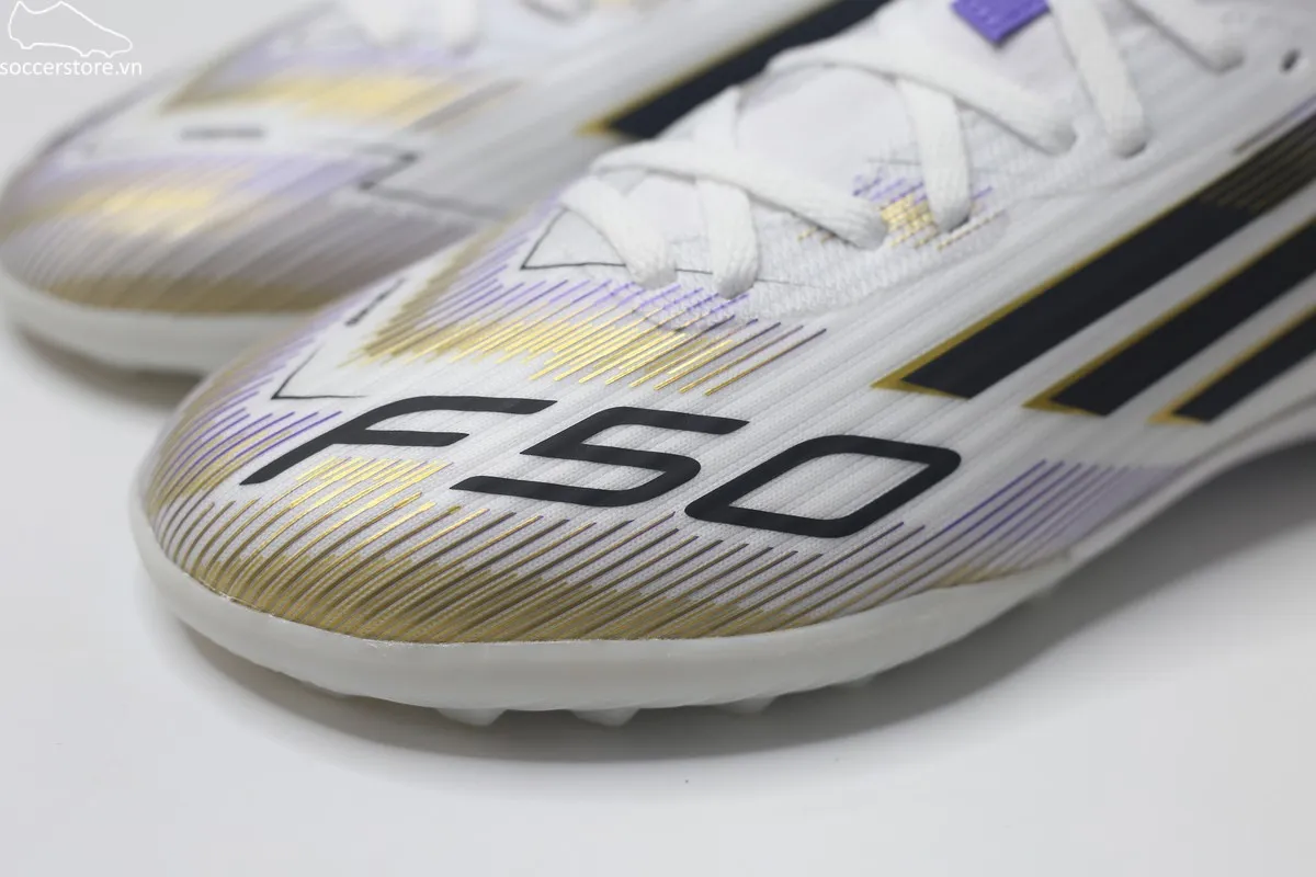 Adidas F50 League TF Jr Mid trắng đồng JI3550