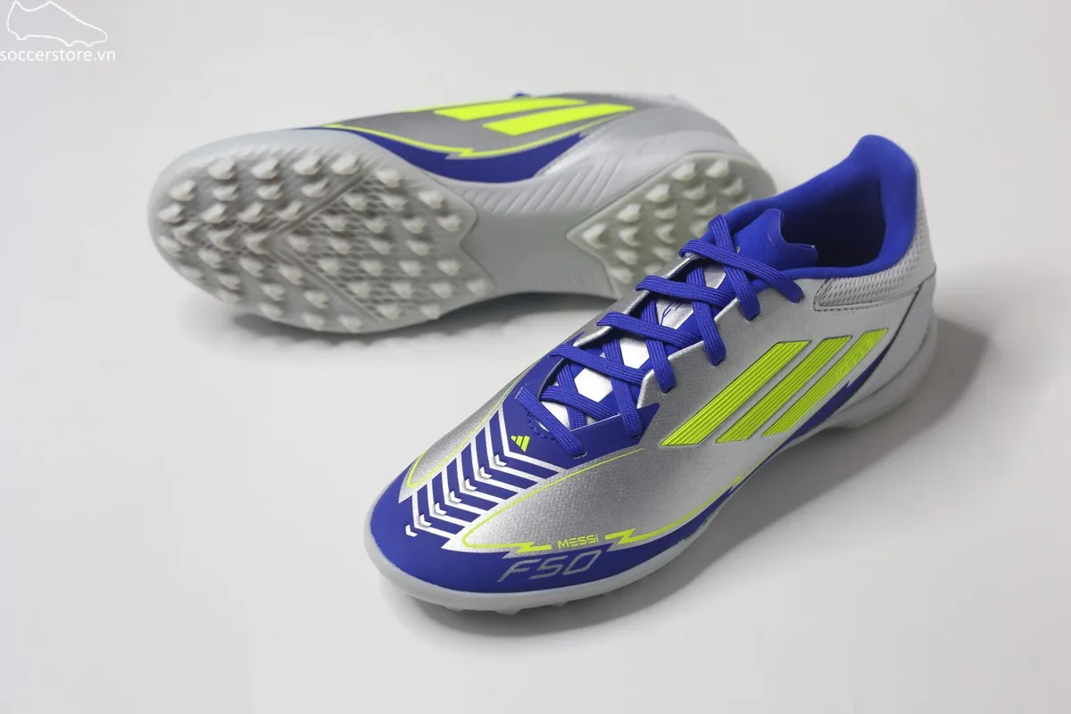 Adidas F50 League TF Messi La Vida Rapida 2025 màu bạc- xanh IH0919