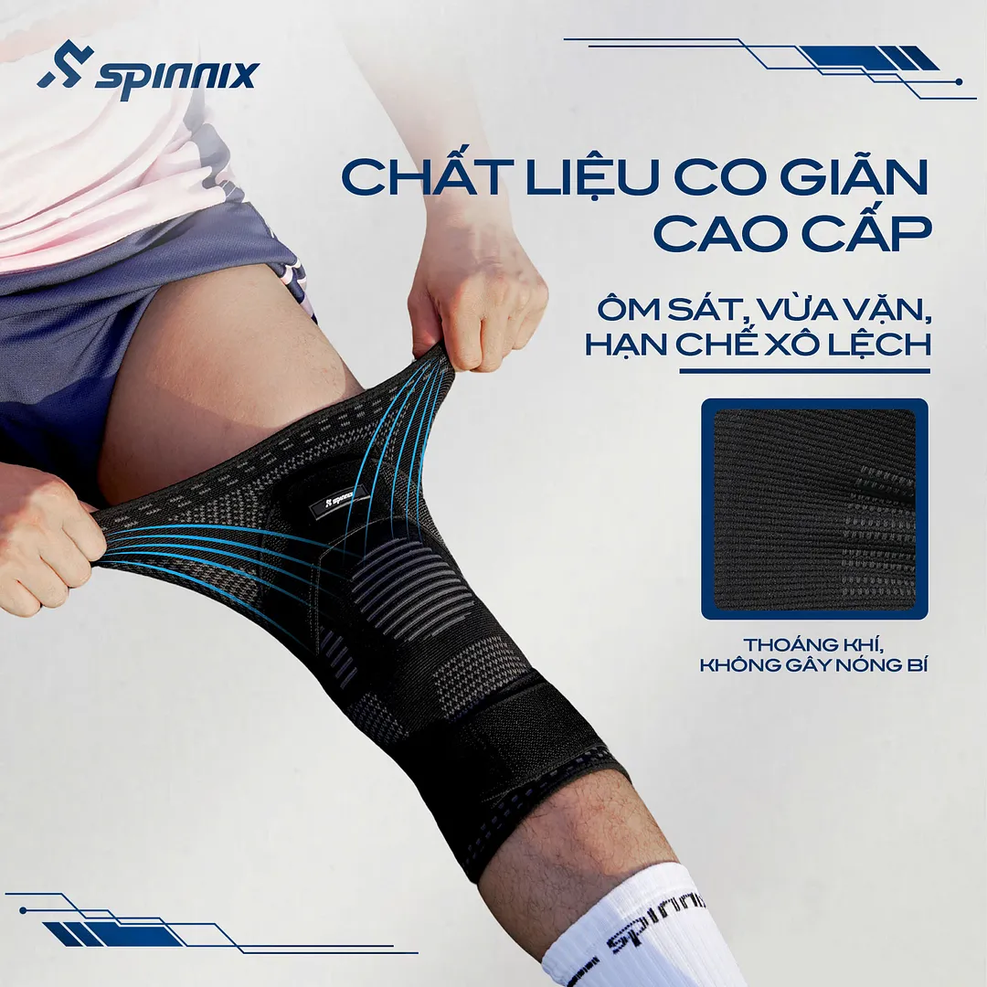 Bó gối thể thao Spinnix Virex màu đen