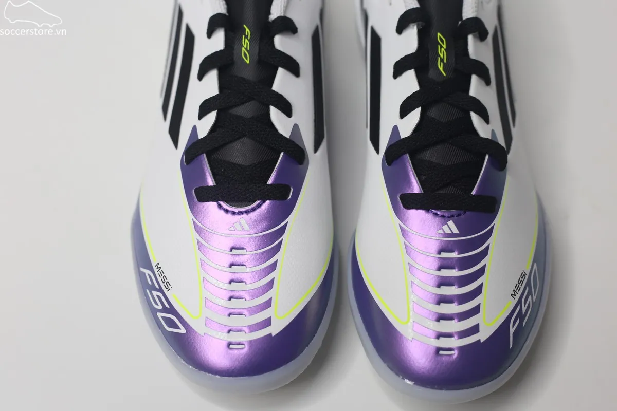 Giày bóng đá trẻ em Adidas F50 League TF J Messi Kids màu trắng đen IE9082