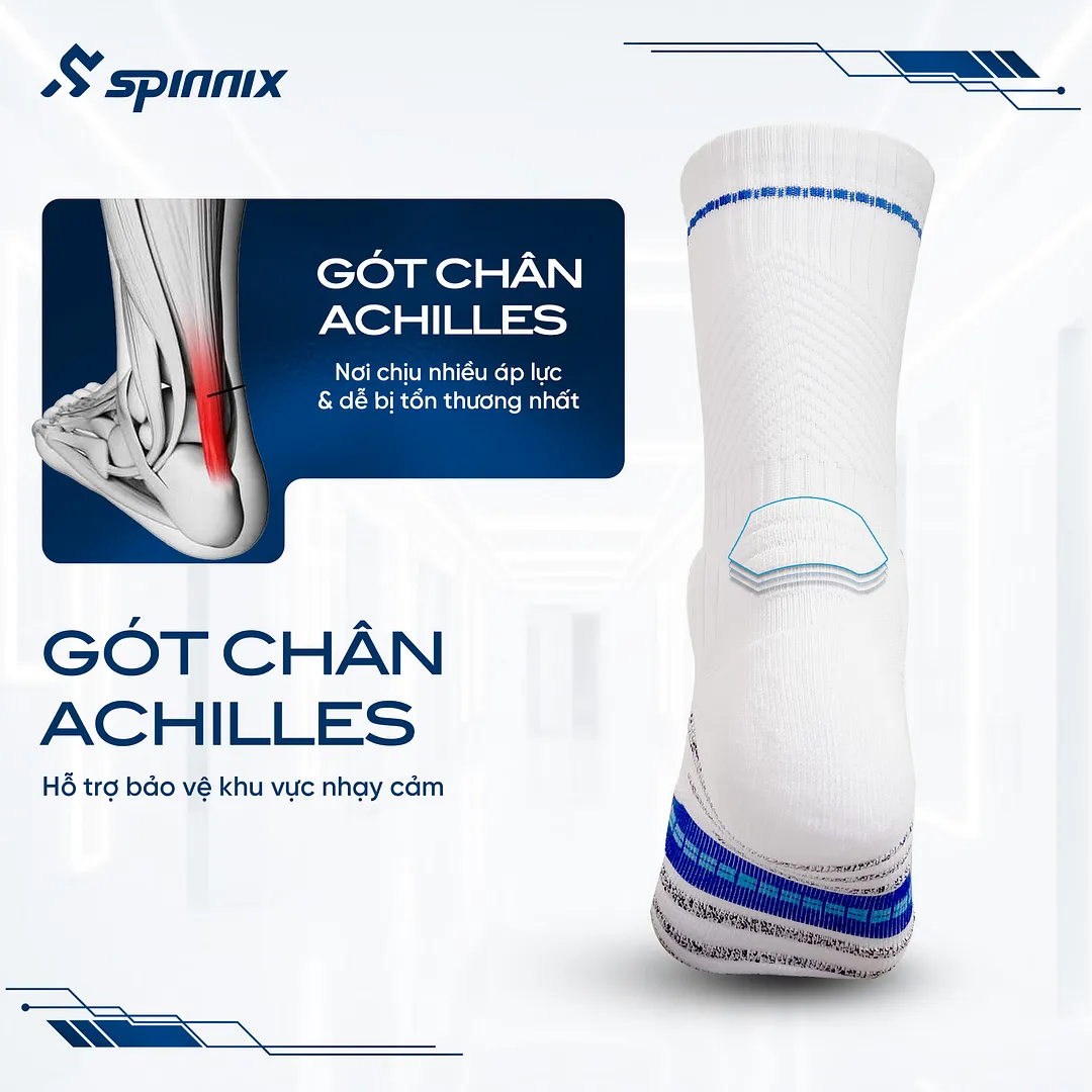 Tất thể thao chống trơn Spinnix ProX màu trắng xanh 