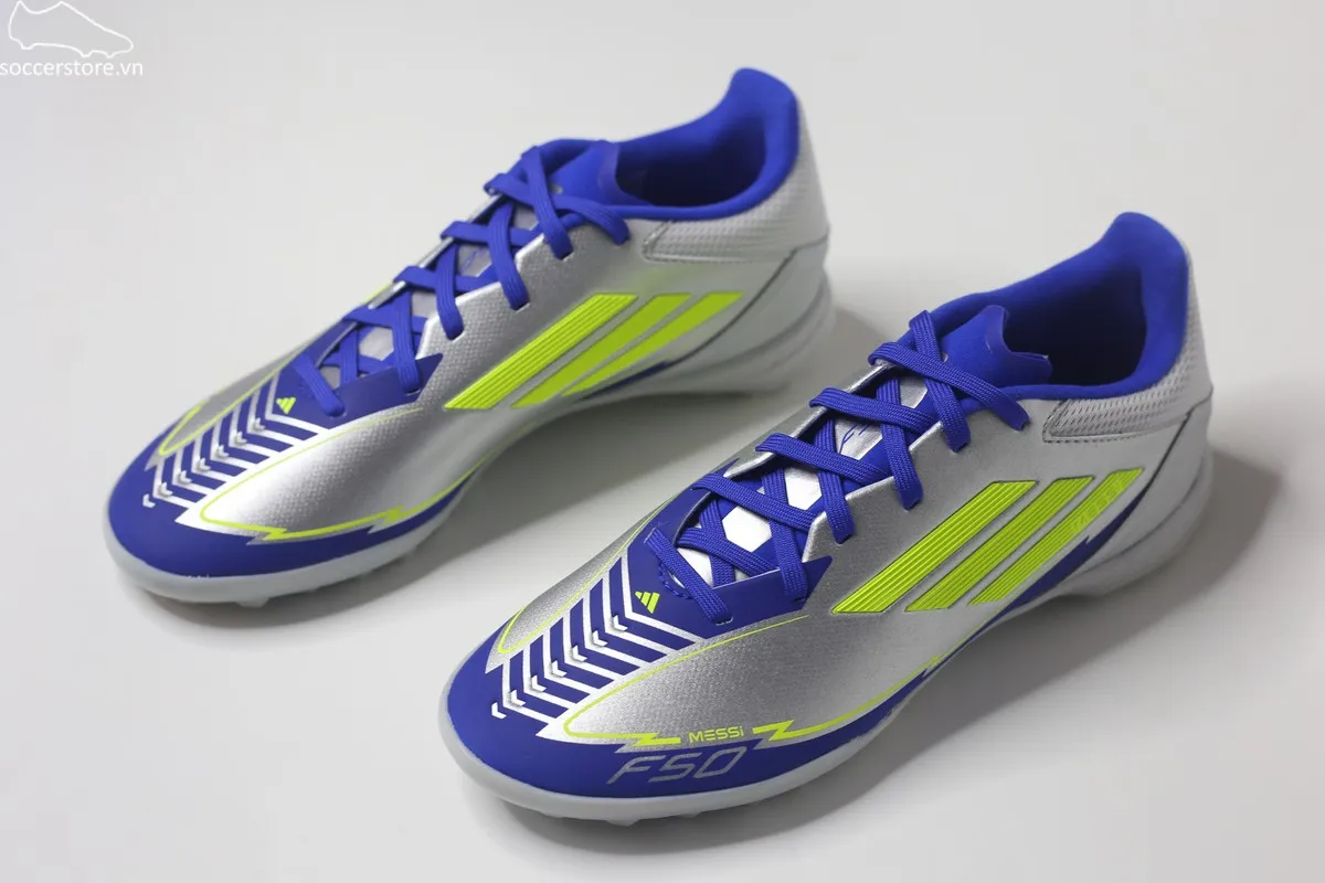 Adidas F50 League TF Messi La Vida Rapida 2025 màu bạc- xanh IH0919