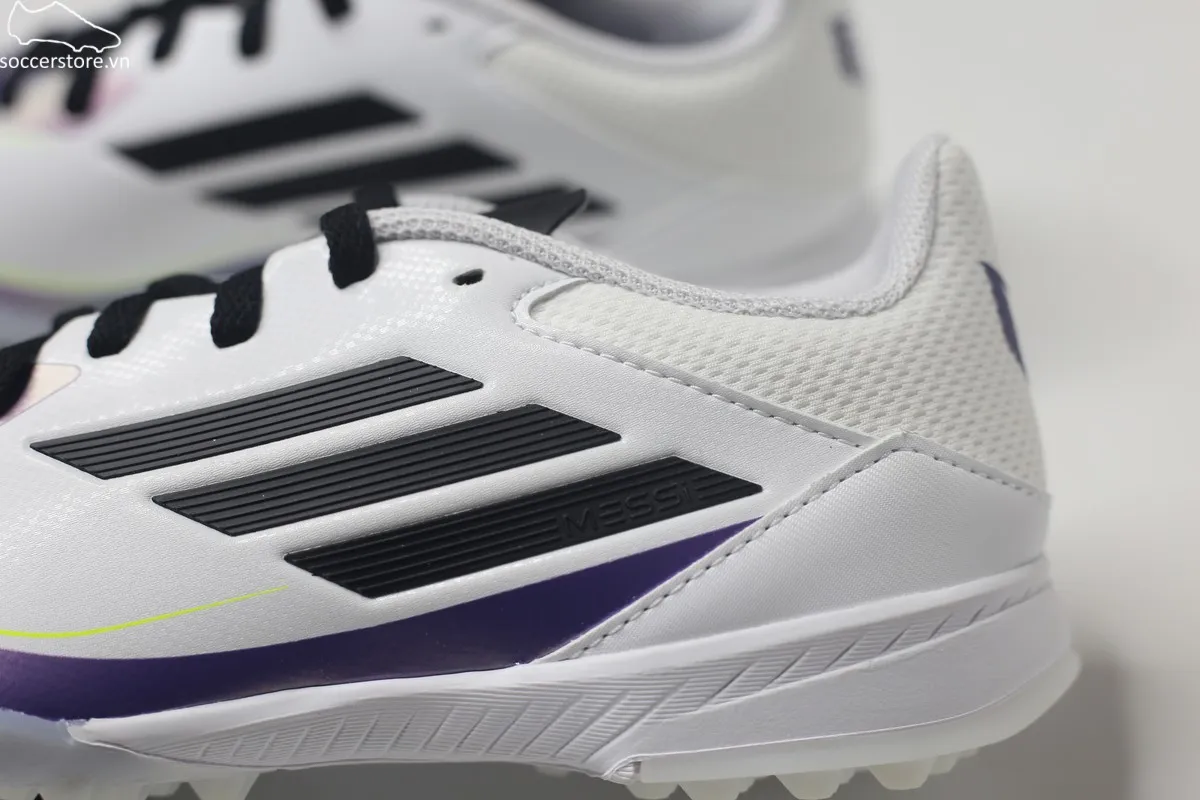 Giày bóng đá trẻ em Adidas F50 League TF J Messi Kids màu trắng đen IE9082