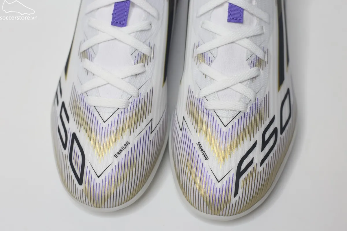 Adidas F50 League TF Jr Mid trắng đồng JI3550