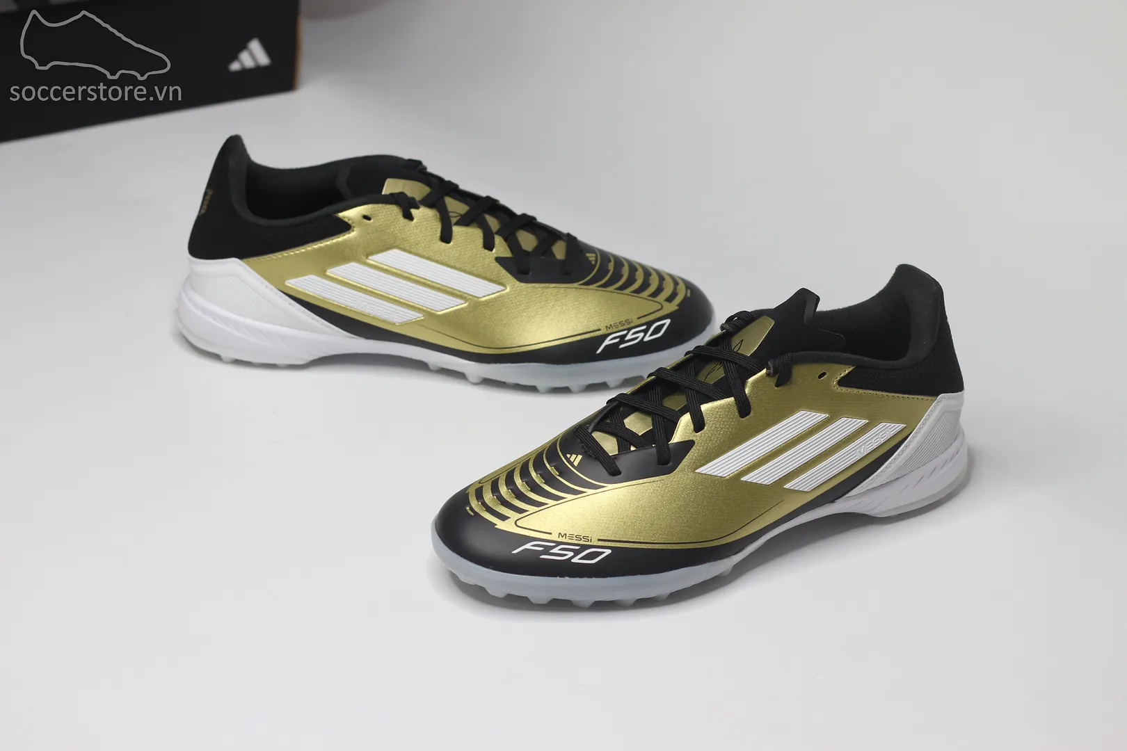 Adidas F50 League TF Messi 'Triunfo Dorado' màu vàng đồng IG9282