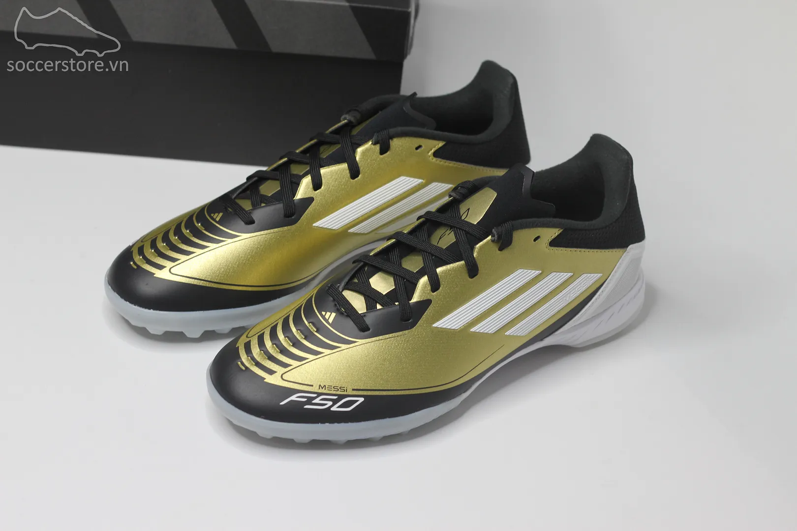 Adidas F50 League TF Messi 'Triunfo Dorado' màu vàng đồng IG9282