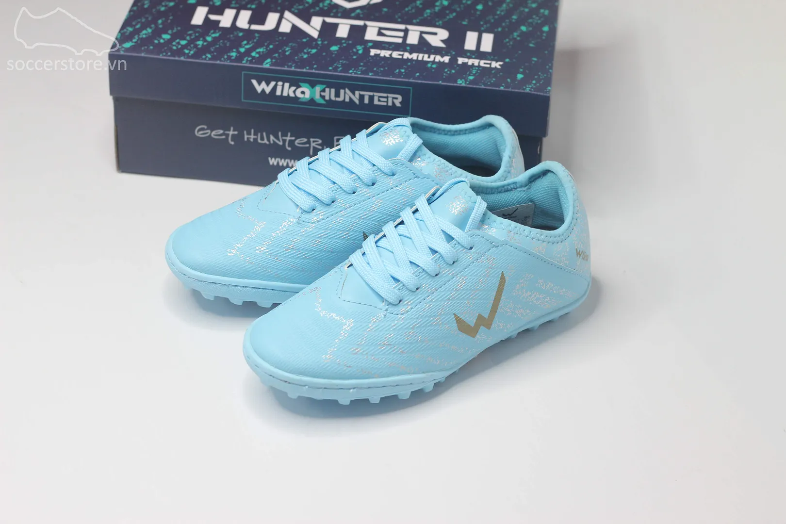 Giày bóng đá trẻ em Wika Hunter II màu xanh ngọc