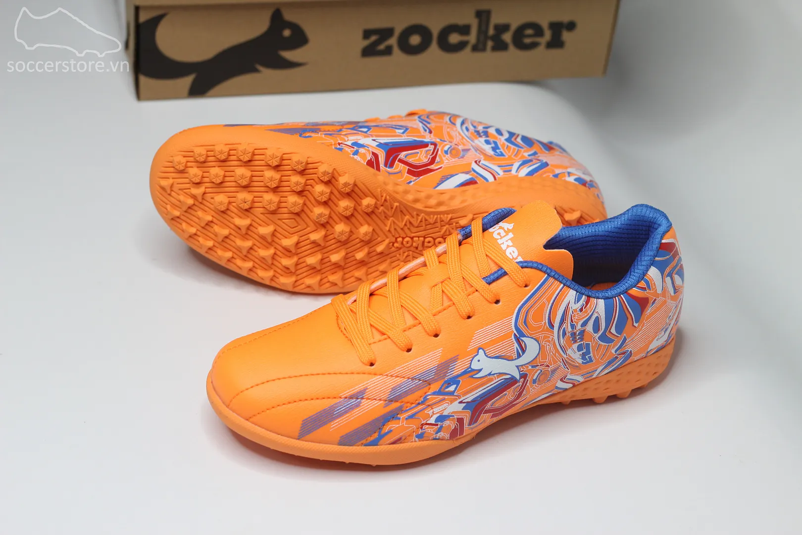 Giày bóng đá trẻ em Zocker Kiên Cường màu cam xanh