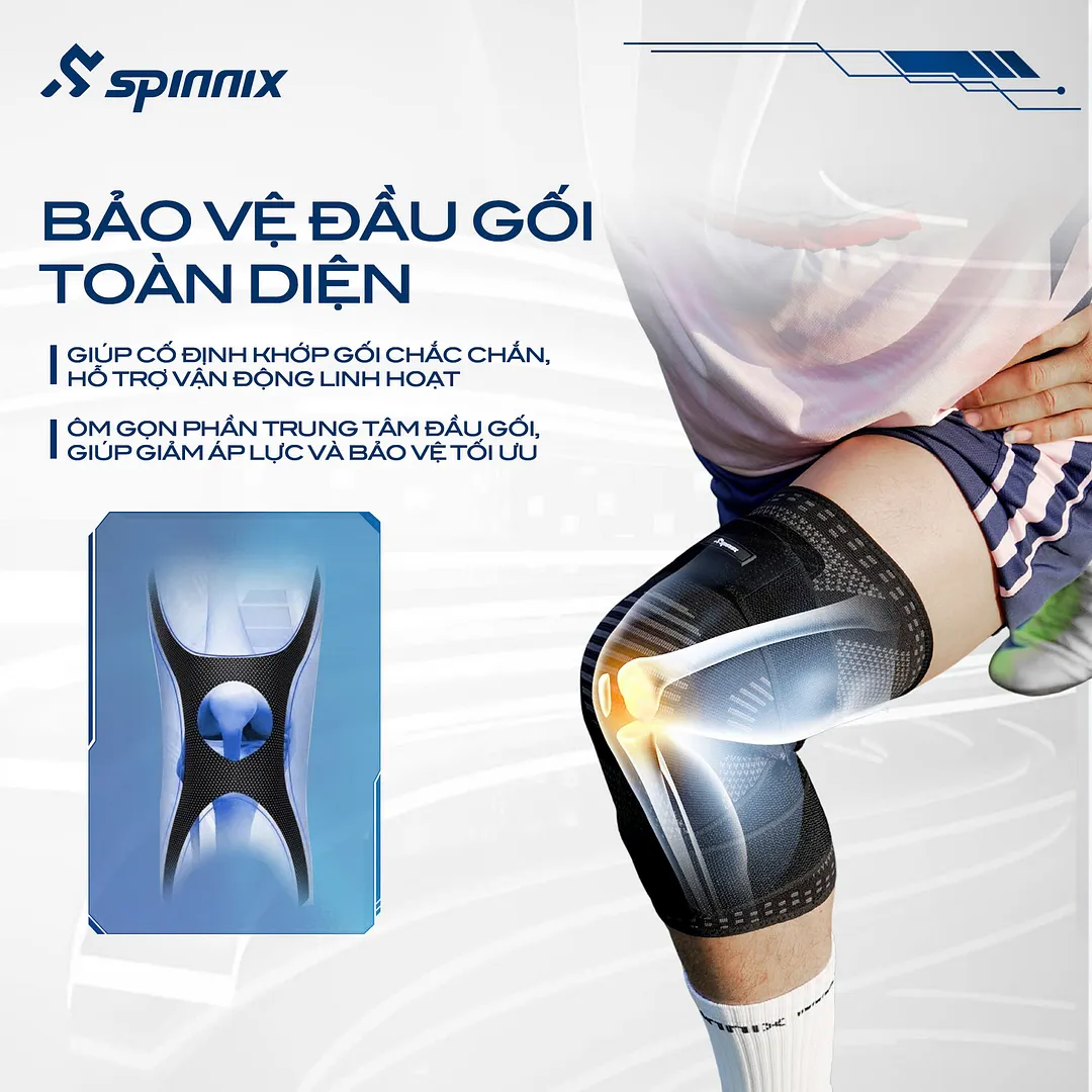 Bó gối thể thao Spinnix Virex màu đen