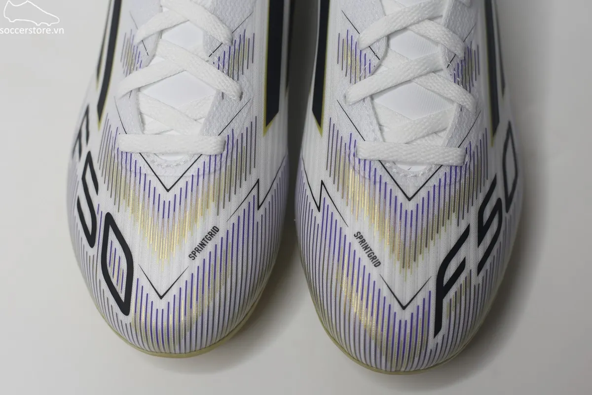 Adidas F50 League FG/MG Jr- Road To Glory trắng đồng JH7745
