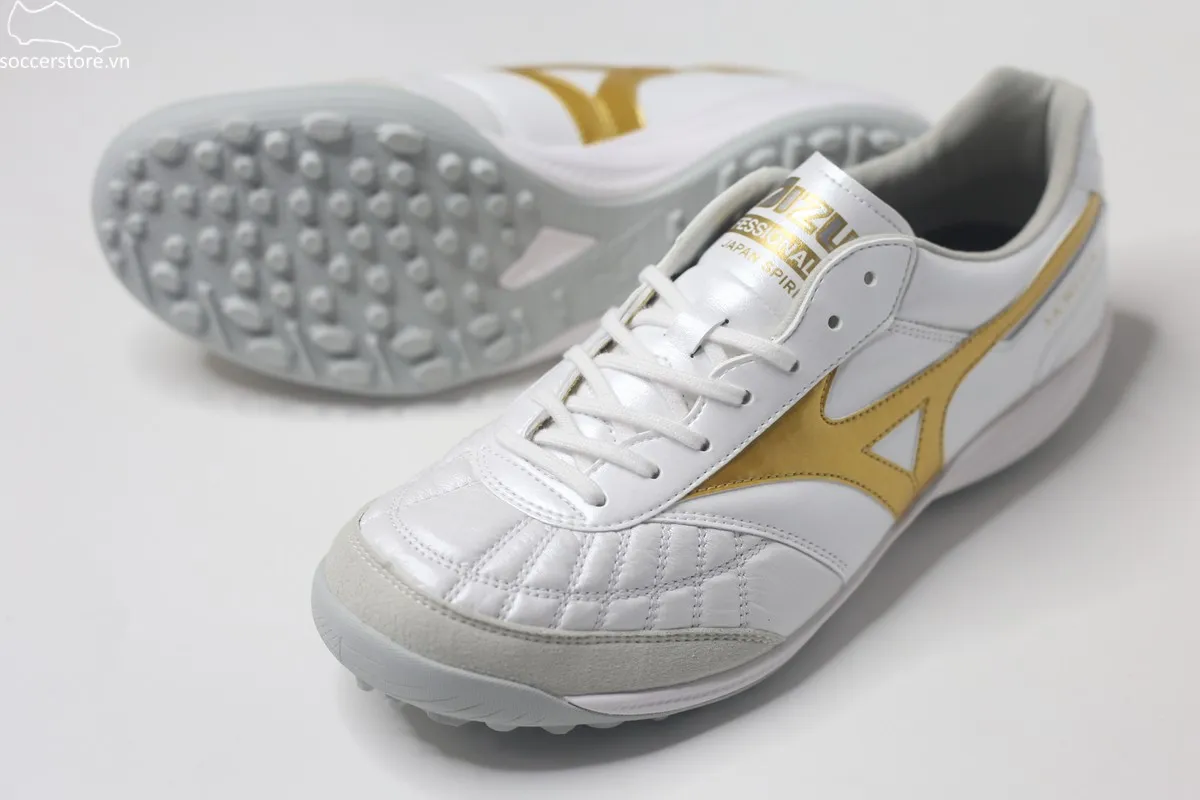 Mizuno Morelia Sala Japan TF trắng gold Made In Japan Q1GB260250