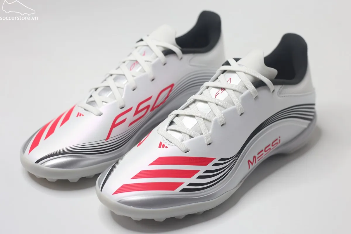 Adidas F50 League TF Messi Prestig10 màu trắng bạc JP7448