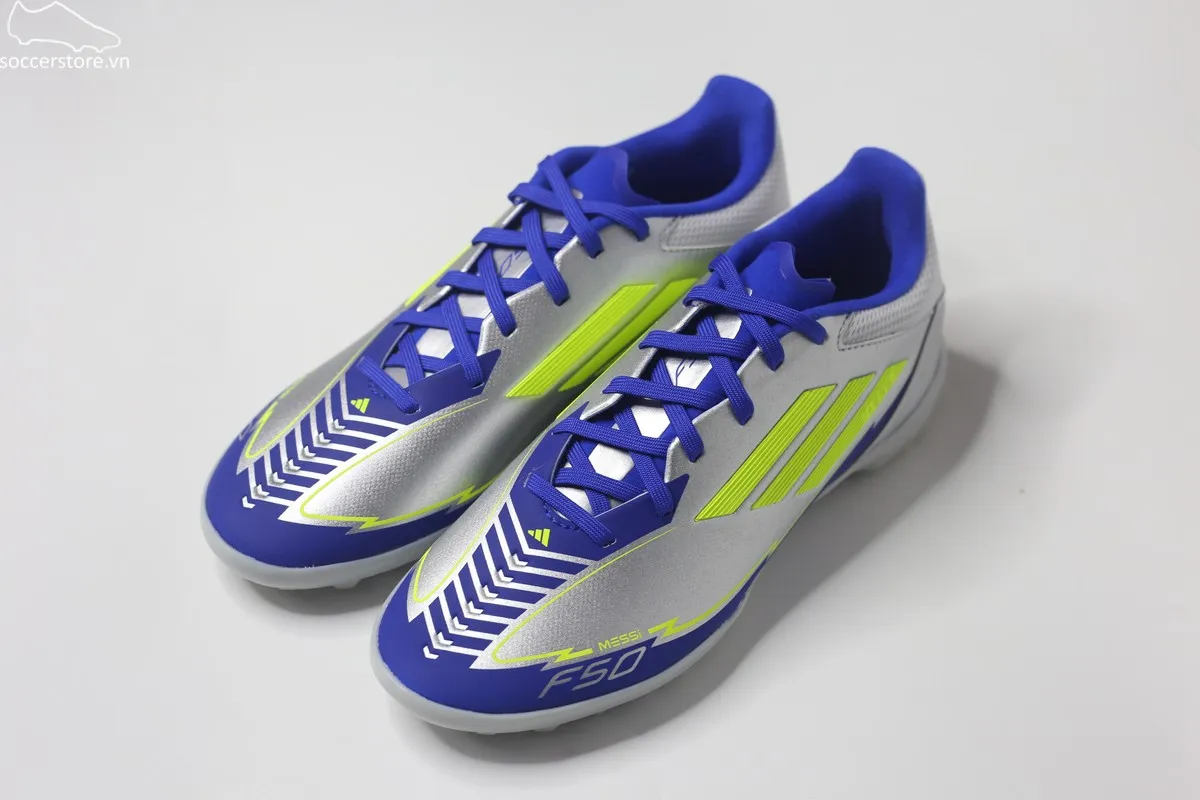 Adidas F50 League TF Messi La Vida Rapida 2025 màu bạc- xanh IH0919