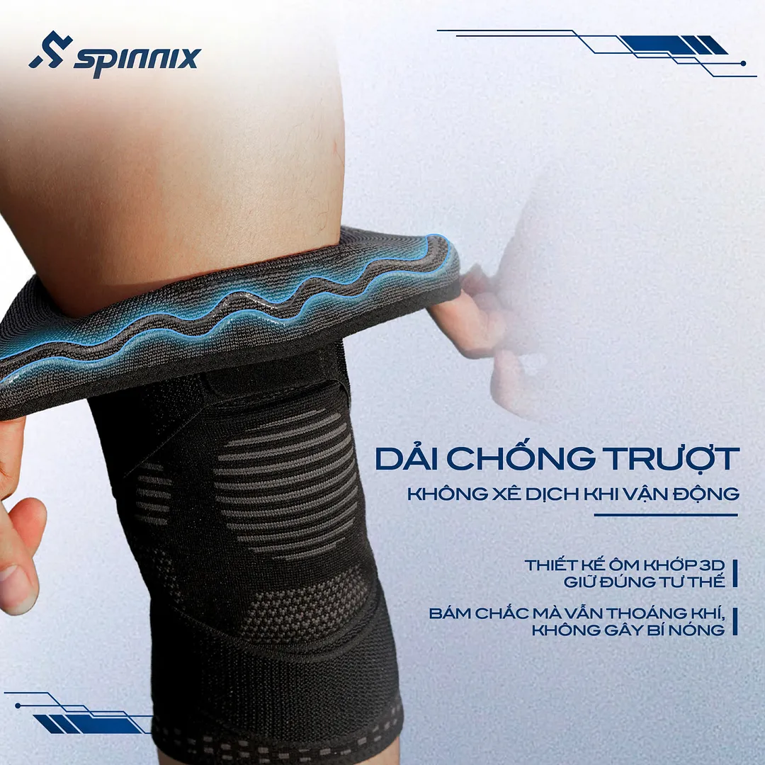 Bó gối thể thao Spinnix Virex màu đen