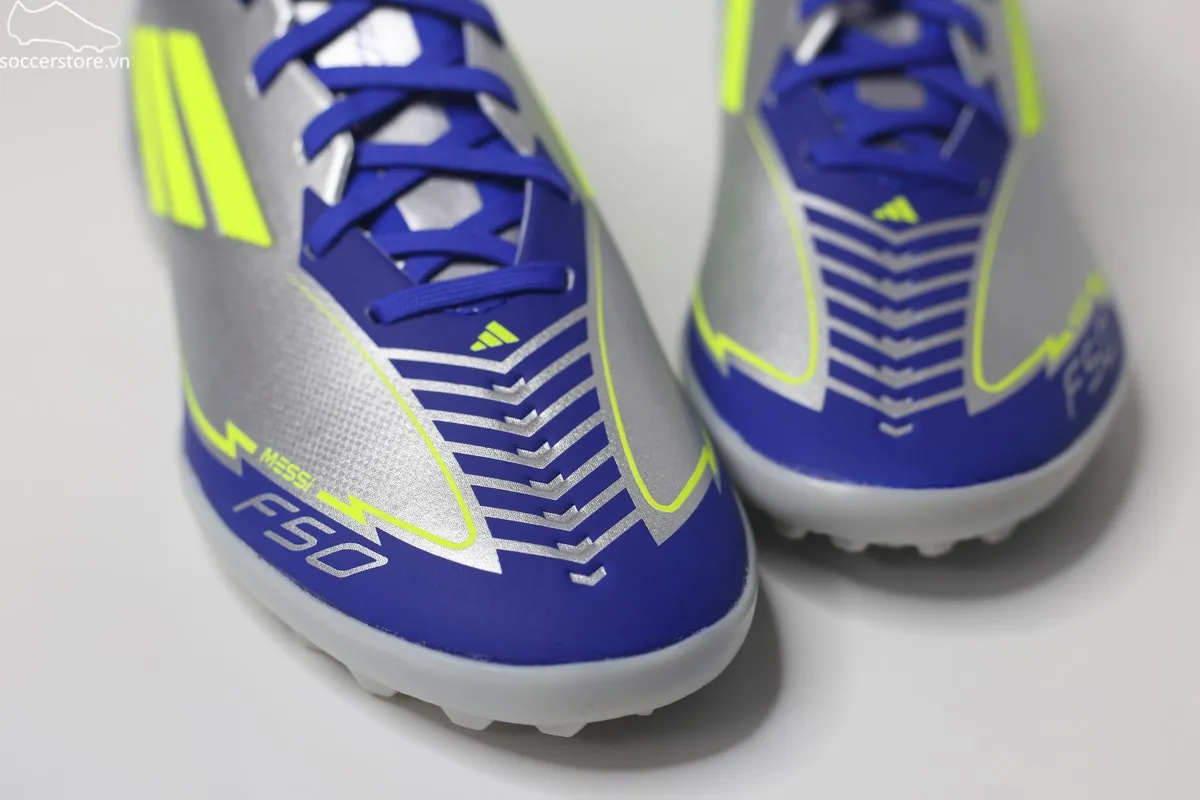 Adidas F50 League TF Messi La Vida Rapida 2025 màu bạc- xanh IH0919