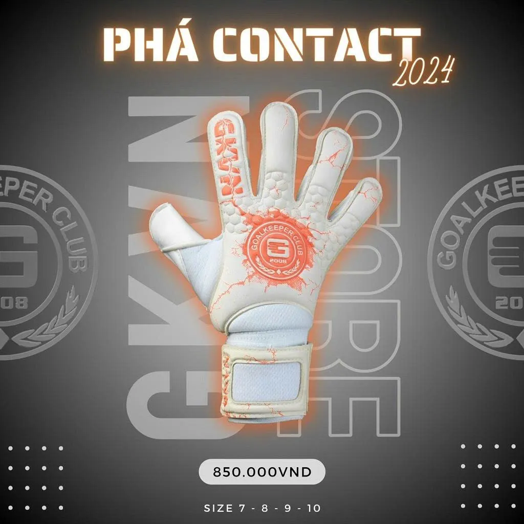 Găng tay thủ môn GKVN Phá Special Contact 2024 màu cam trắng GKVNPHA-CA