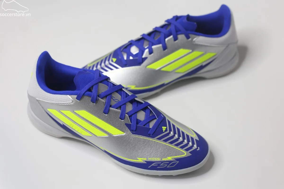 Adidas F50 League TF Messi La Vida Rapida 2025 màu bạc- xanh IH0919