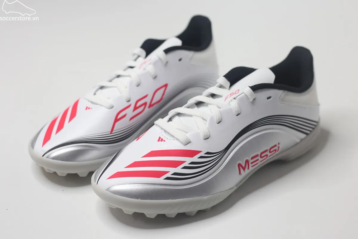 Adidas F50 League TF Jr Messi Prestig10 trắng bạc JP7456