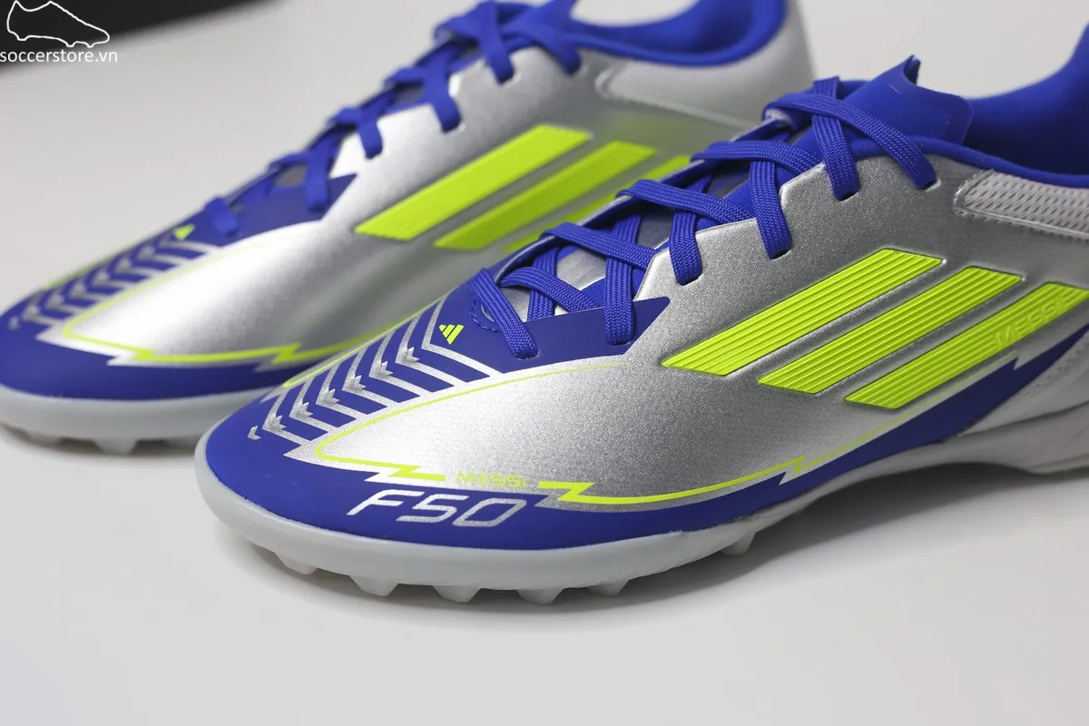 Adidas F50 League TF Messi La Vida Rapida 2025 màu bạc- xanh IH0919