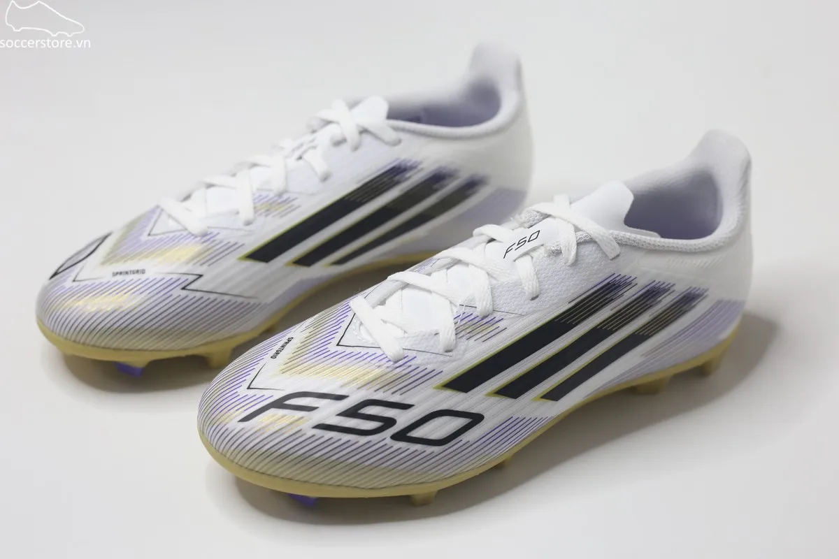 Adidas F50 League FG/MG Jr- Road To Glory trắng đồng JH7745