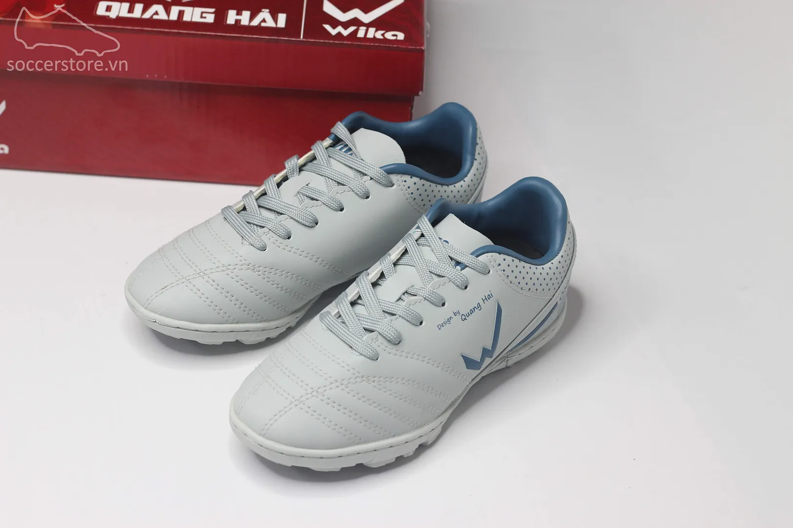 Giày bóng đá trẻ em Wika QH19 NEO màu trắng xám