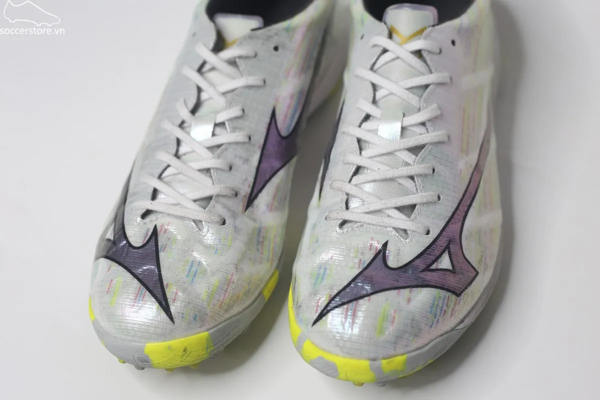 Used- đá 1 trận_Mizuno Alpha II Elite TF Frontier Pack trắng bạc P1GD256209