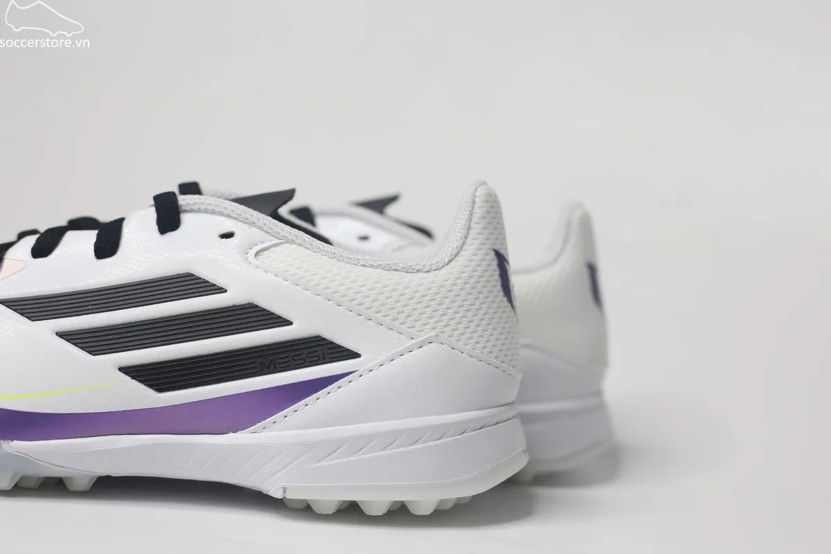 Giày bóng đá trẻ em Adidas F50 League TF J Messi Kids màu trắng đen IE9082